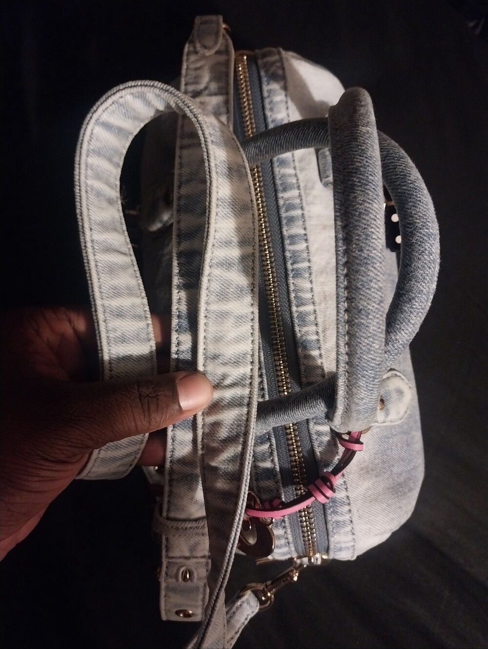 Coach Medium loved Denim Rowan Satchel Handbag in Wash Blue Denim - Picture 16 of 16